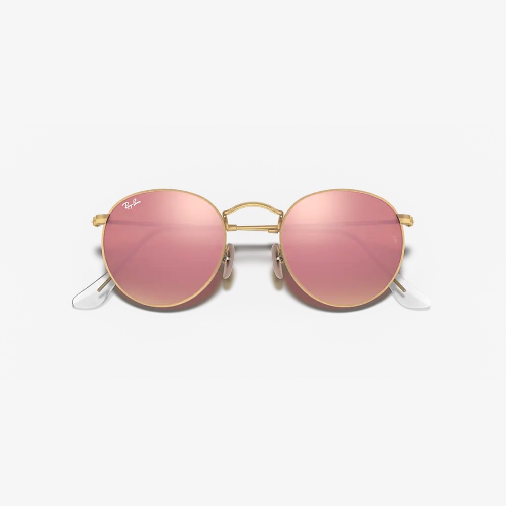 pink gold rimmed round ray bans